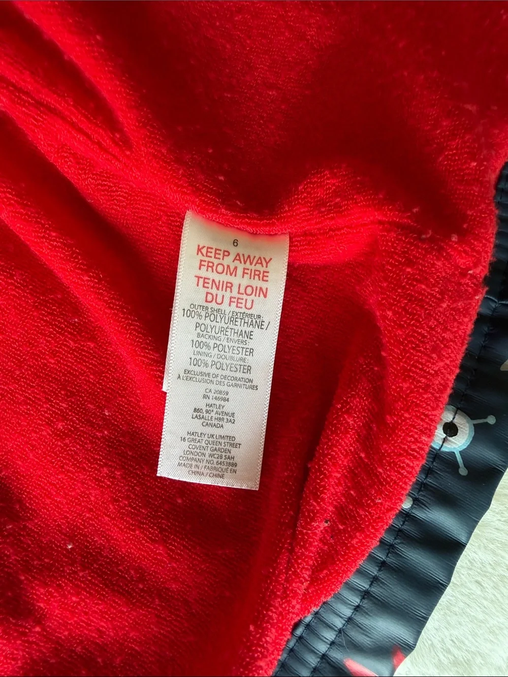 Hatley Size 6 Space Aliens Terry lined Raincoat